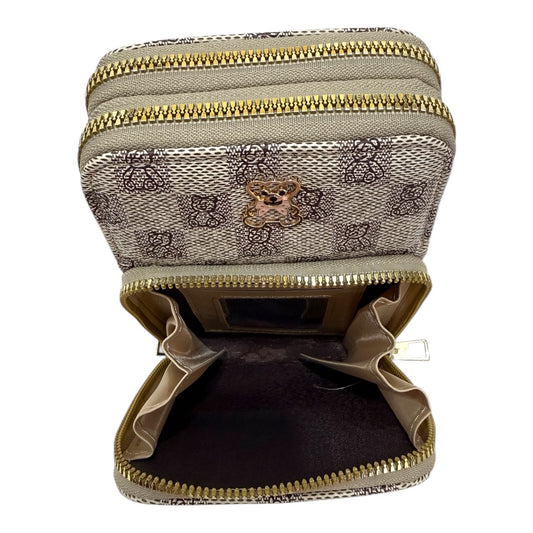Mini Bolsa Multiuso e Porta Celular com Alça Transversal - Coleção Bear - Cor : Creme