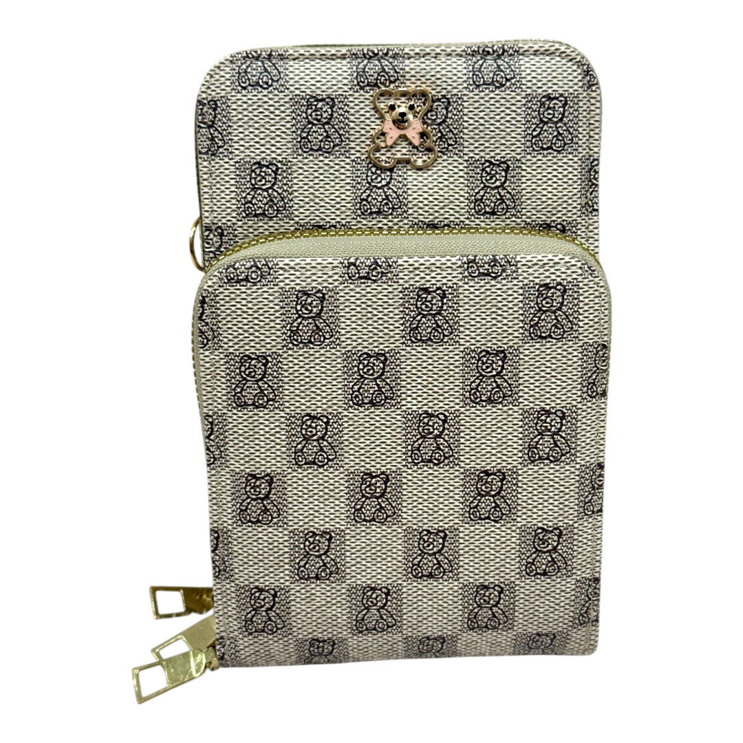 Mini Bolsa Multiuso e Porta Celular com Alça Transversal - Coleção Bear - Cor : Creme