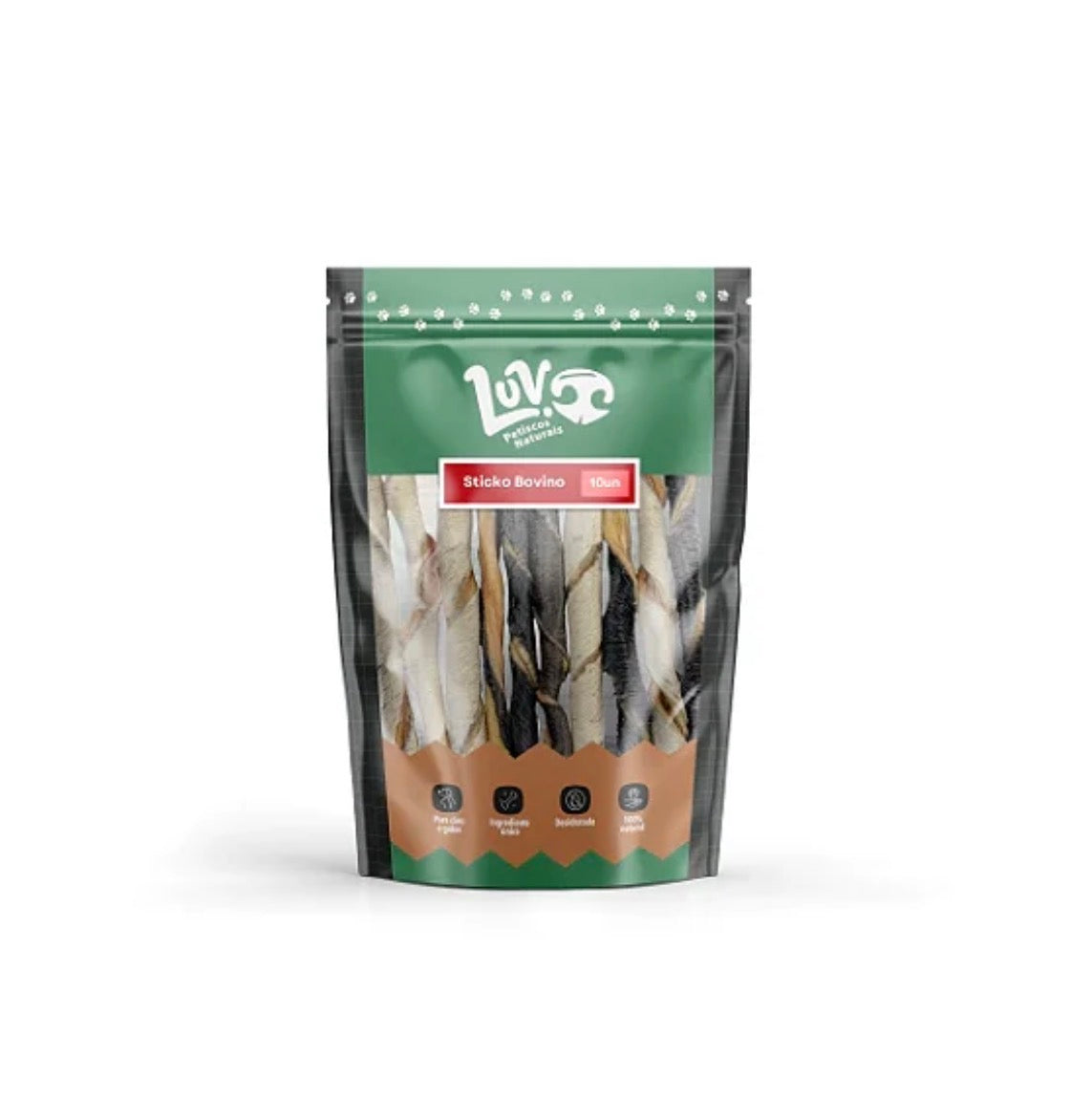 Mordedor Natural Stickos De Pele Bovina - 10UN - LUV