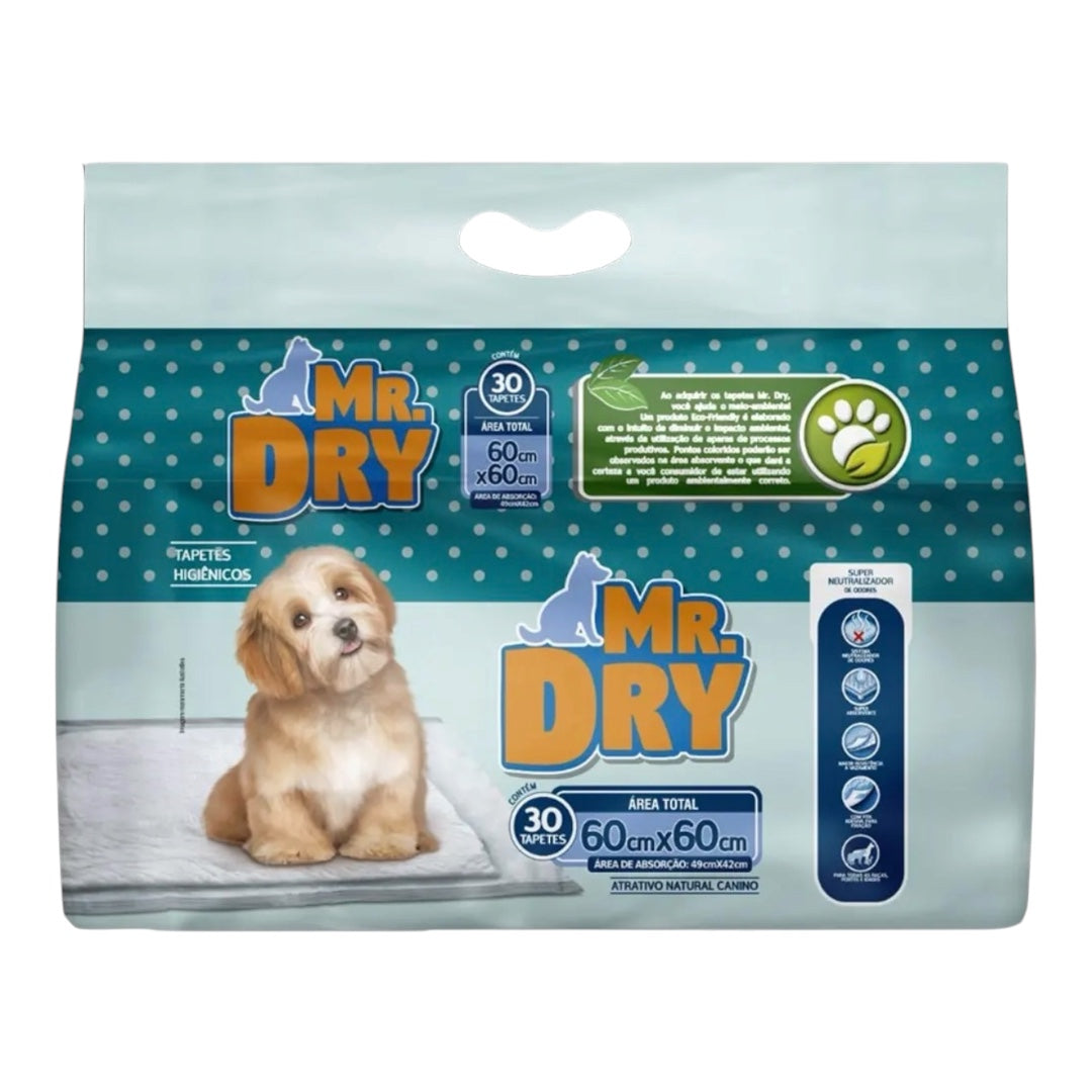 Tapete Higiênico Mr Dry com 30 Unidades - Tam 60x60