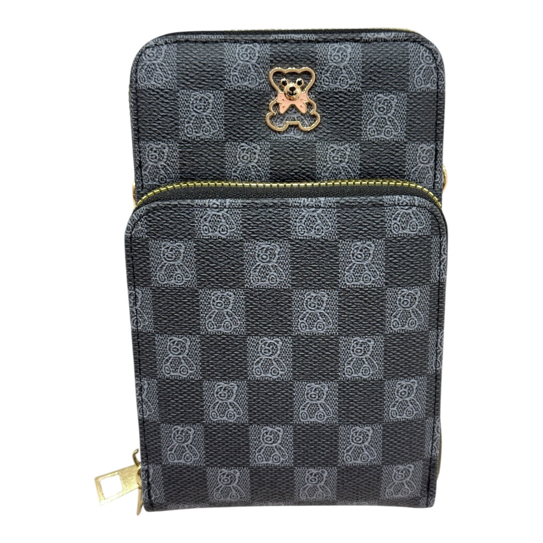 Mini Bolsa Multiuso e Porta Celular com Alça Transversal - Coleção Bear - Cor : Preta