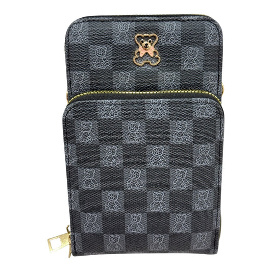 Mini Bolsa Multiuso e Porta Celular com Alça Transversal - Coleção Bear - Cor : Preta
