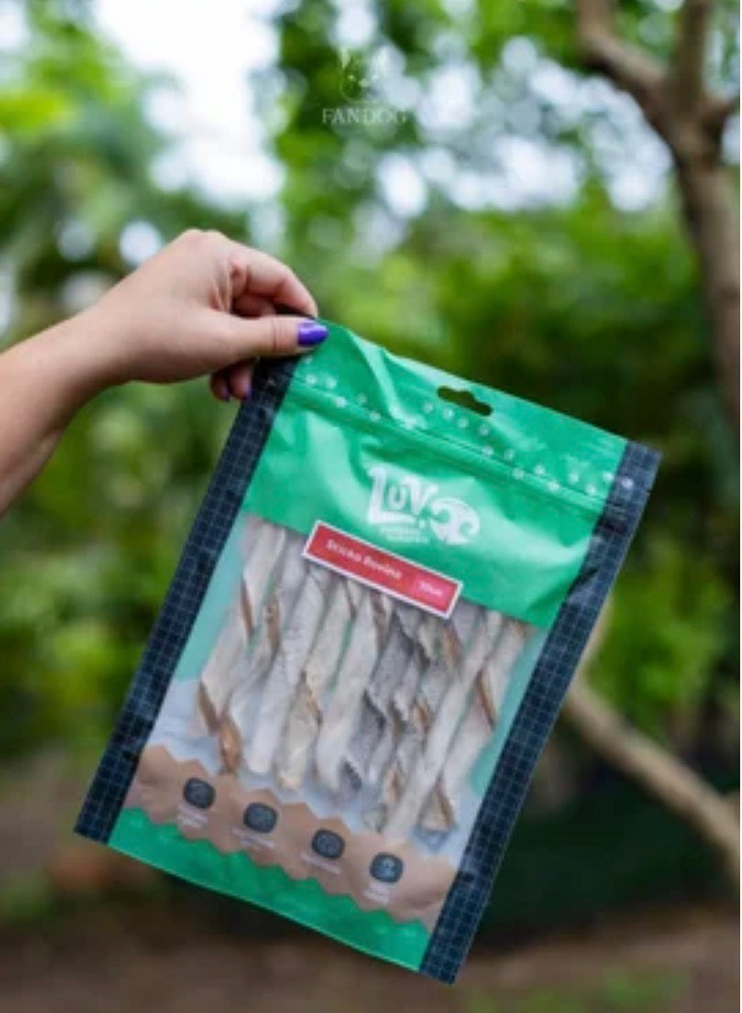 Mordedor Natural Stickos De Pele Bovina - 10UN - LUV