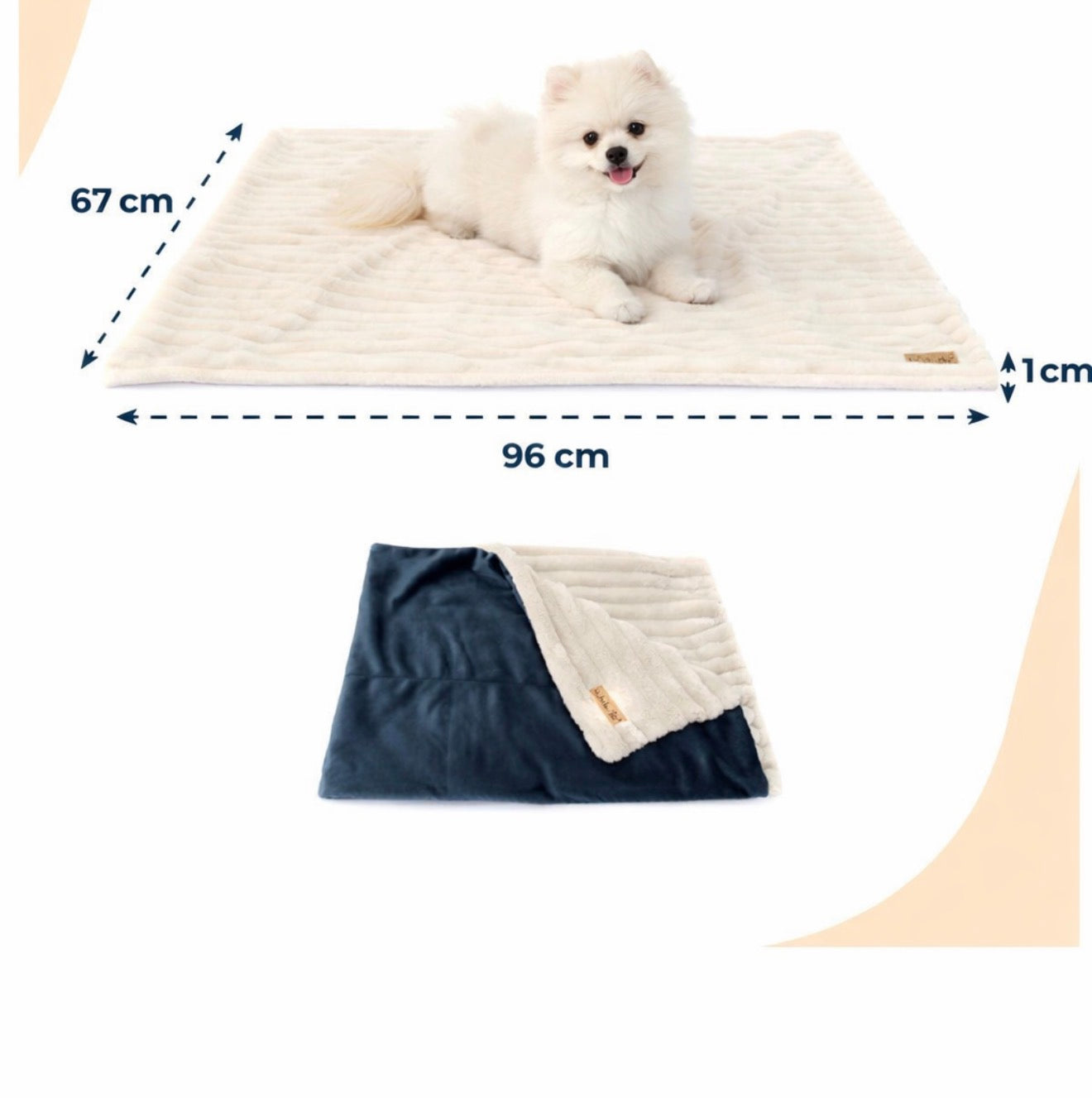 Manta Cobertor dupla face Cor: Azul Marinho/Branco Soft - Tam M