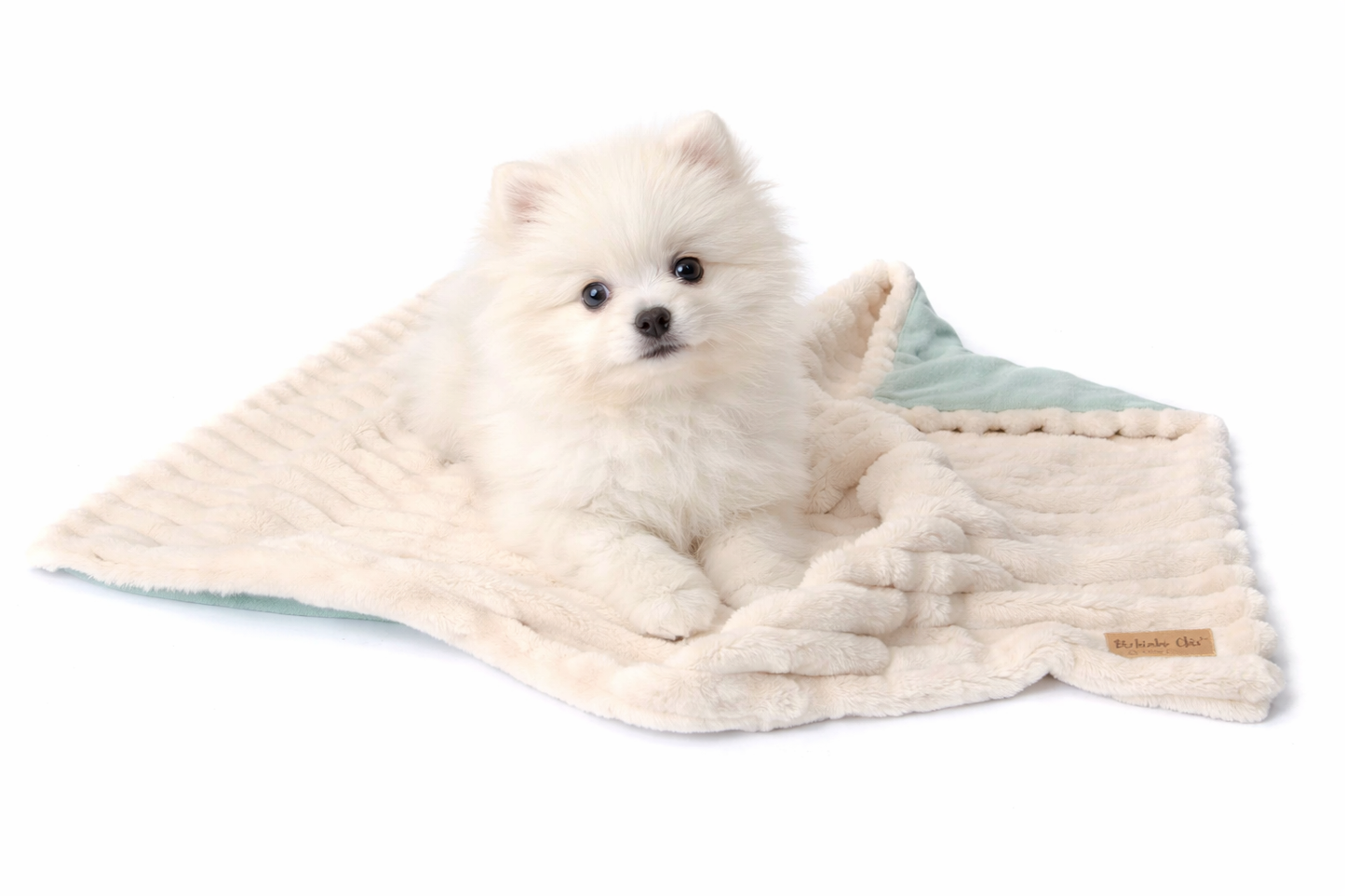 Manta Dupla Face para Cães e Gatos – Tamanho M - Cor Creme / Verde