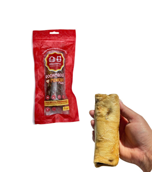 Mordedor Natural Rocambole Mineiro Miúdo - Couro Bovino Enrolado e Desidratado - Tam M - Alecrim Pet