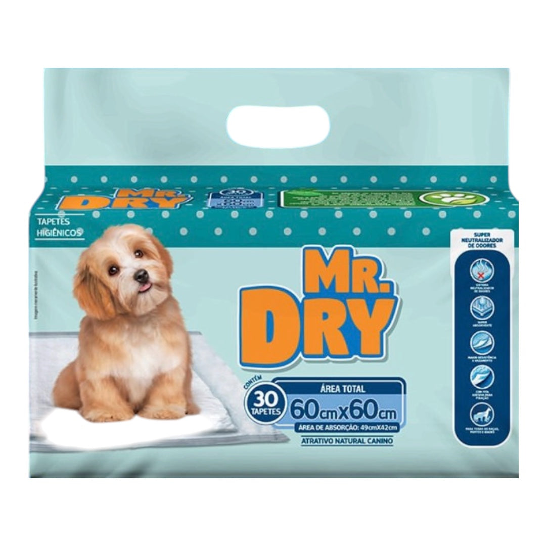 Tapete Higiênico Mr Dry com 30 Unidades - Tam 60x60