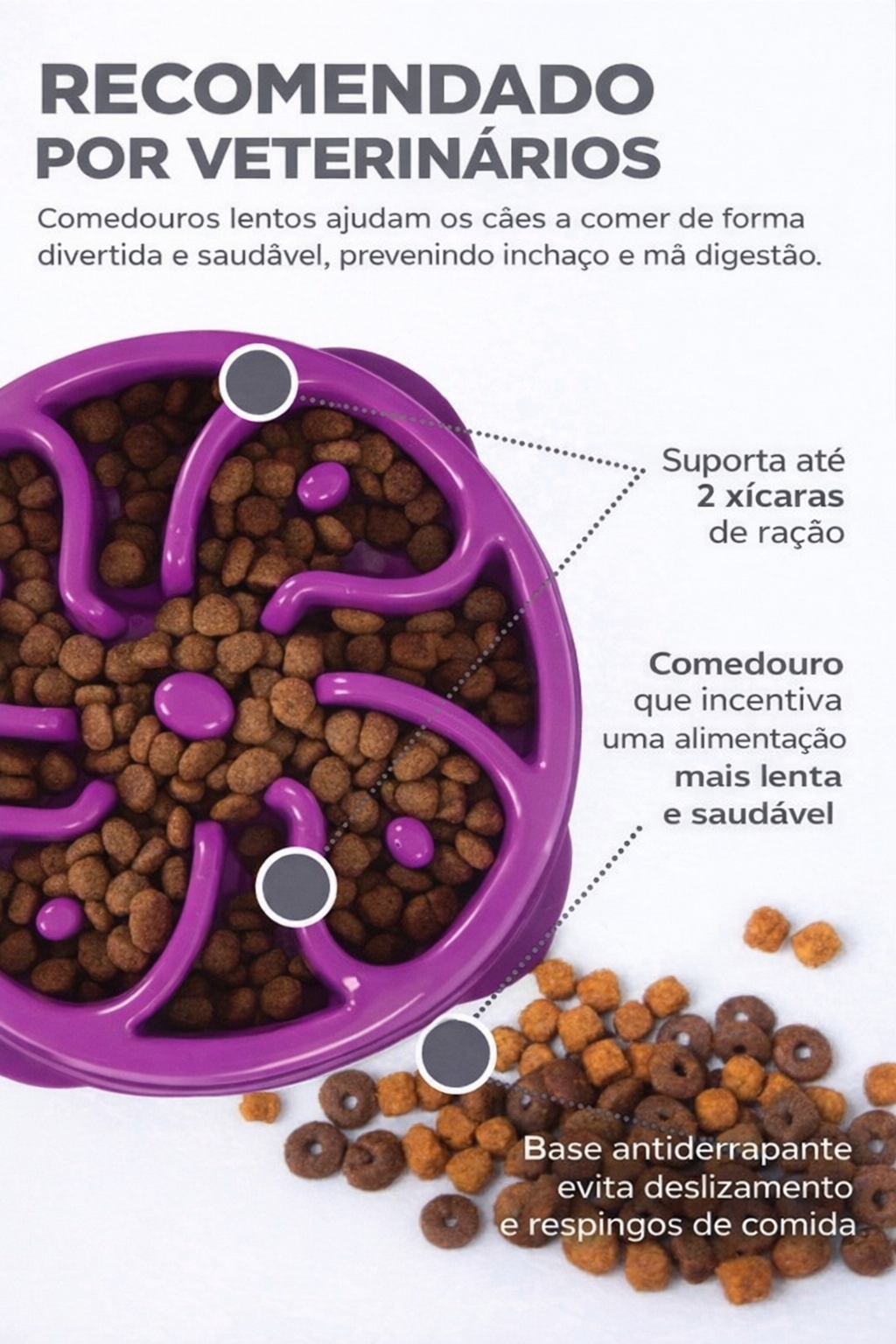 Comedouro Lento Fun Feeder - Outward Hound - Roxo - Tam P