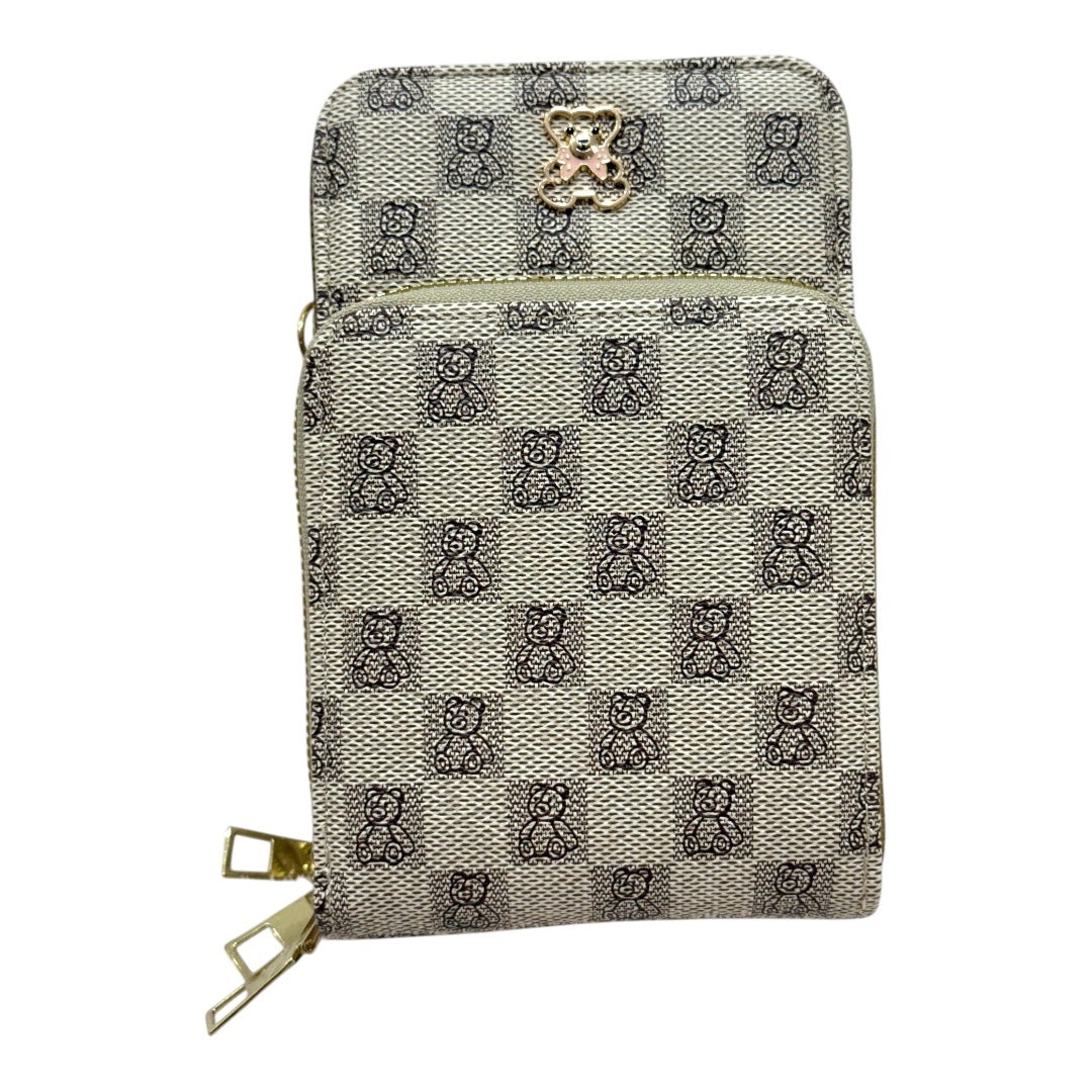 Mini Bolsa Multiuso e Porta Celular com Alça Transversal - Coleção Bear - Cor : Creme