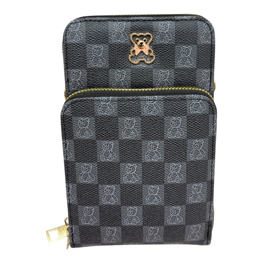 Mini Bolsa Multiuso e Porta Celular com Alça Transversal - Coleção Bear - Cor : Preta