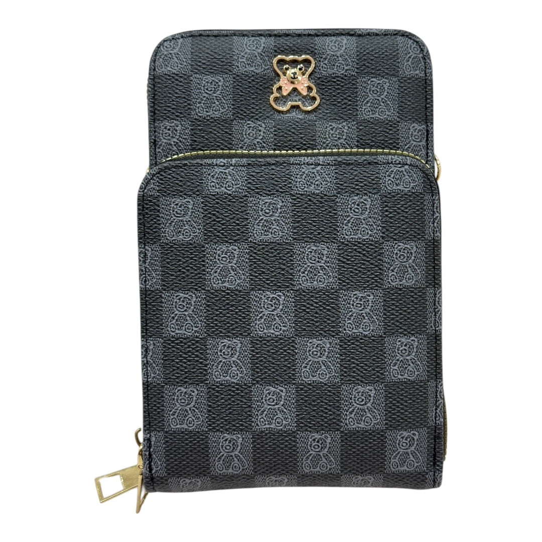 Mini Bolsa Multiuso e Porta Celular com Alça Transversal - Coleção Bear - Cor : Preta