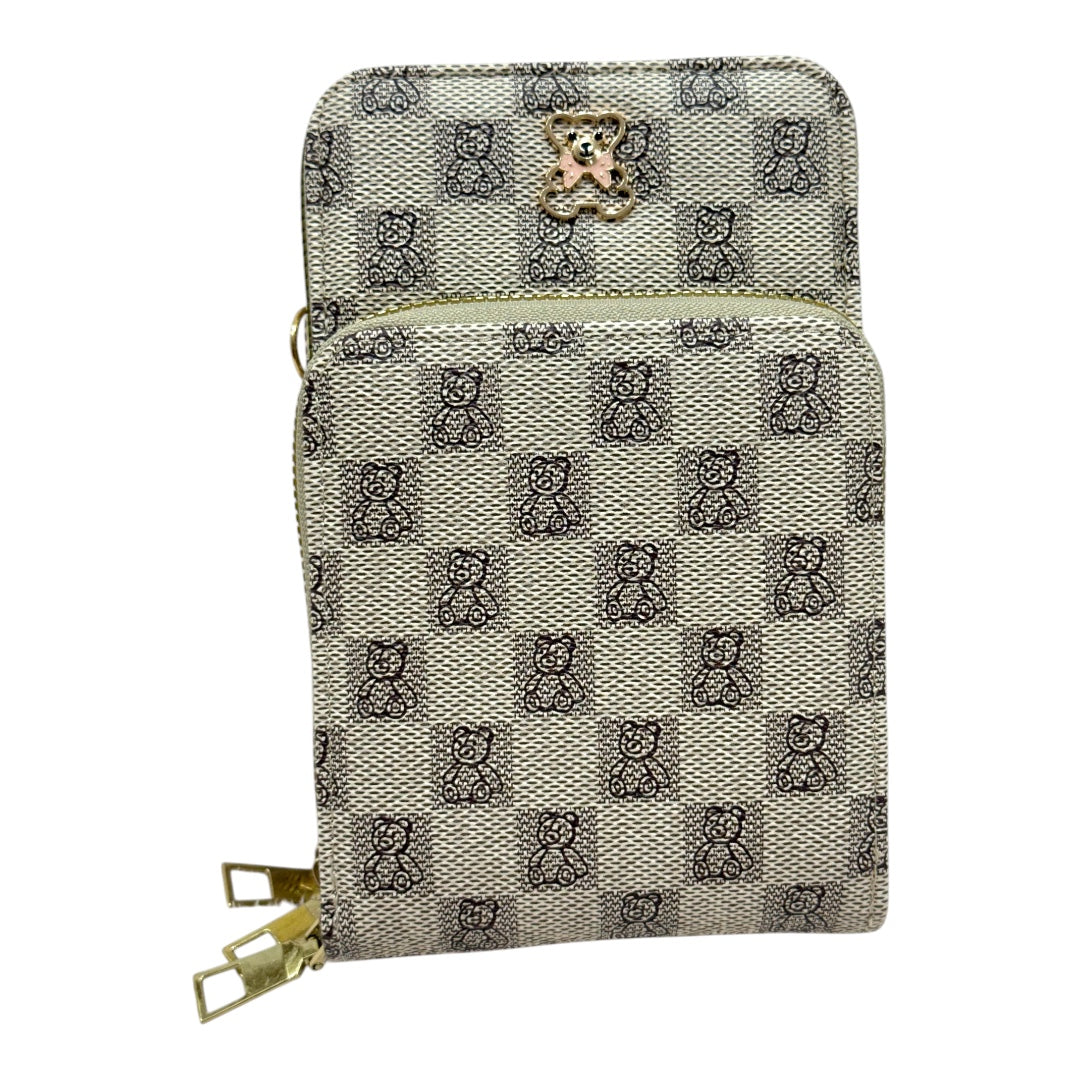 Mini Bolsa Multiuso e Porta Celular com Alça Transversal - Coleção Bear - Cor : Creme