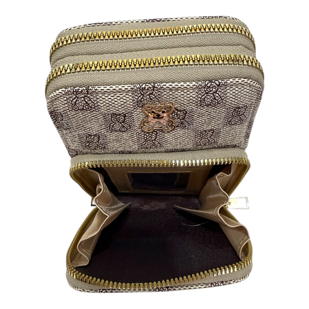 Mini Bolsa Multiuso e Porta Celular com Alça Transversal - Coleção Bear - Cor : Creme