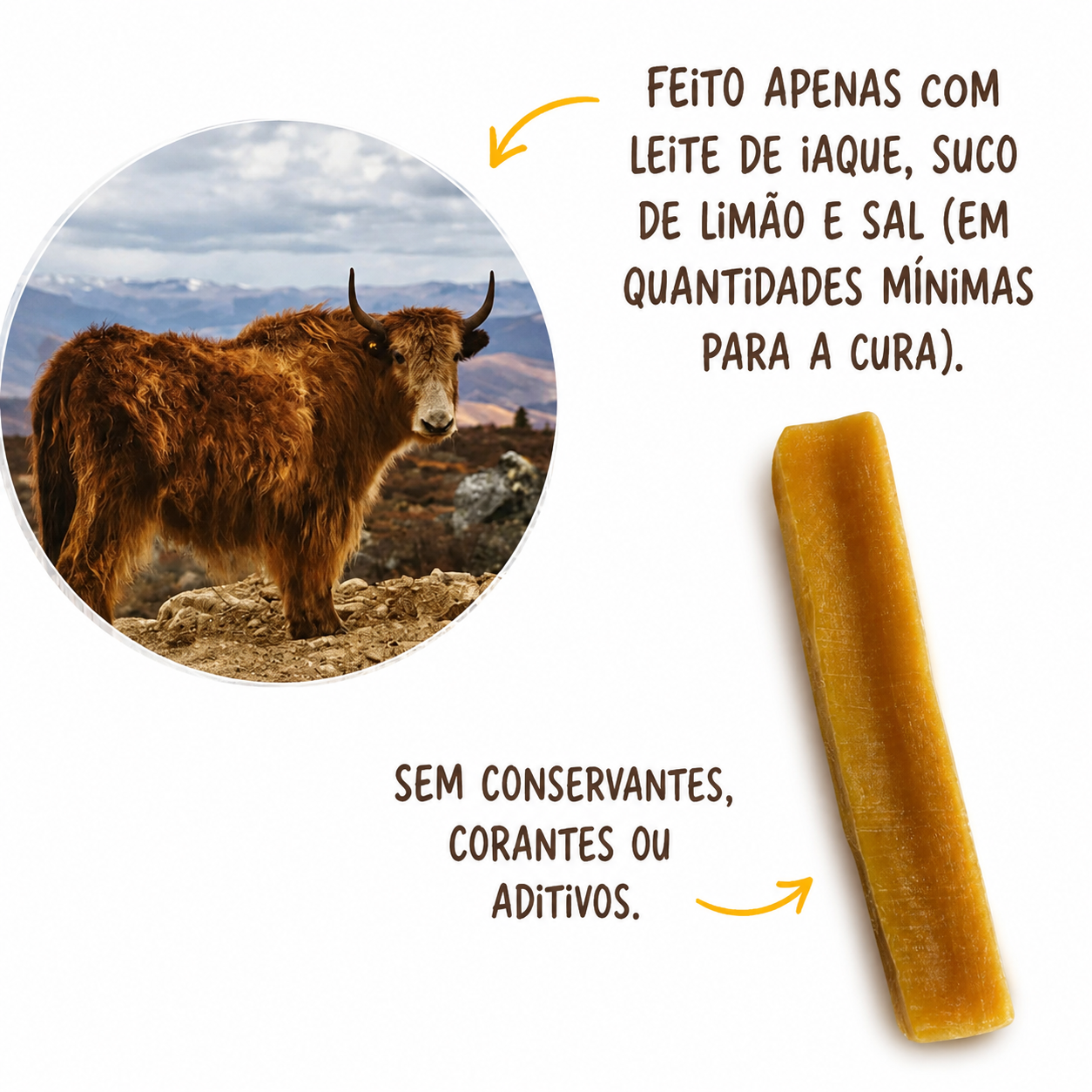 Chhurpi Mordedor Natural para Cães - Queijo de Yak do Himalaia 1 unidade de 100 g Tam G