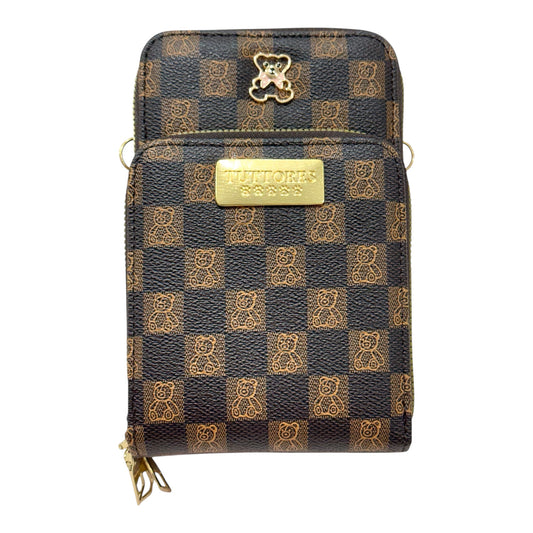 Mini Bolsa Multiuso e Porta Celular com Alça Transversal - Coleção Bear - Cor Marrom