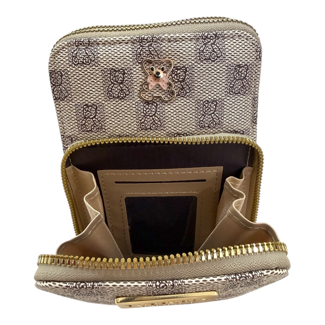 Mini Bolsa Multiuso e Porta Celular com Alça Transversal - Coleção Bear - Cor : Creme