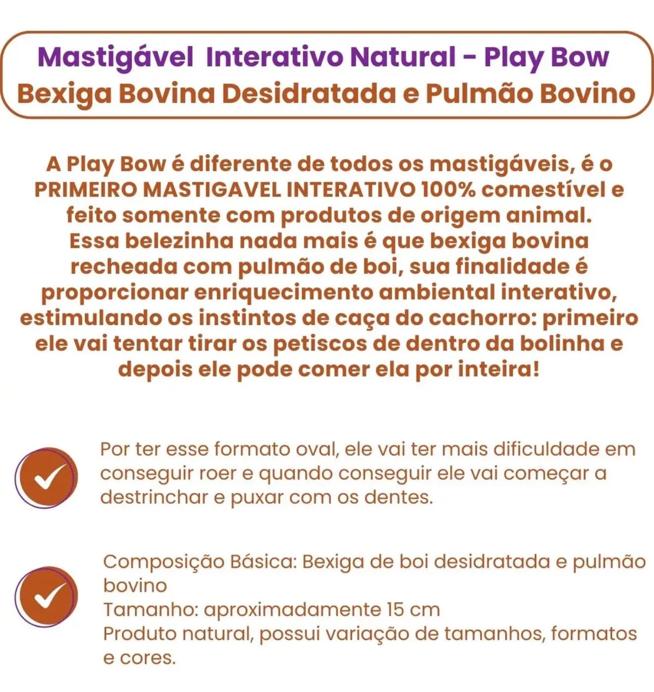 Mordedor Natural Play Bow de Bexiga Bovina - 1UN - LUV