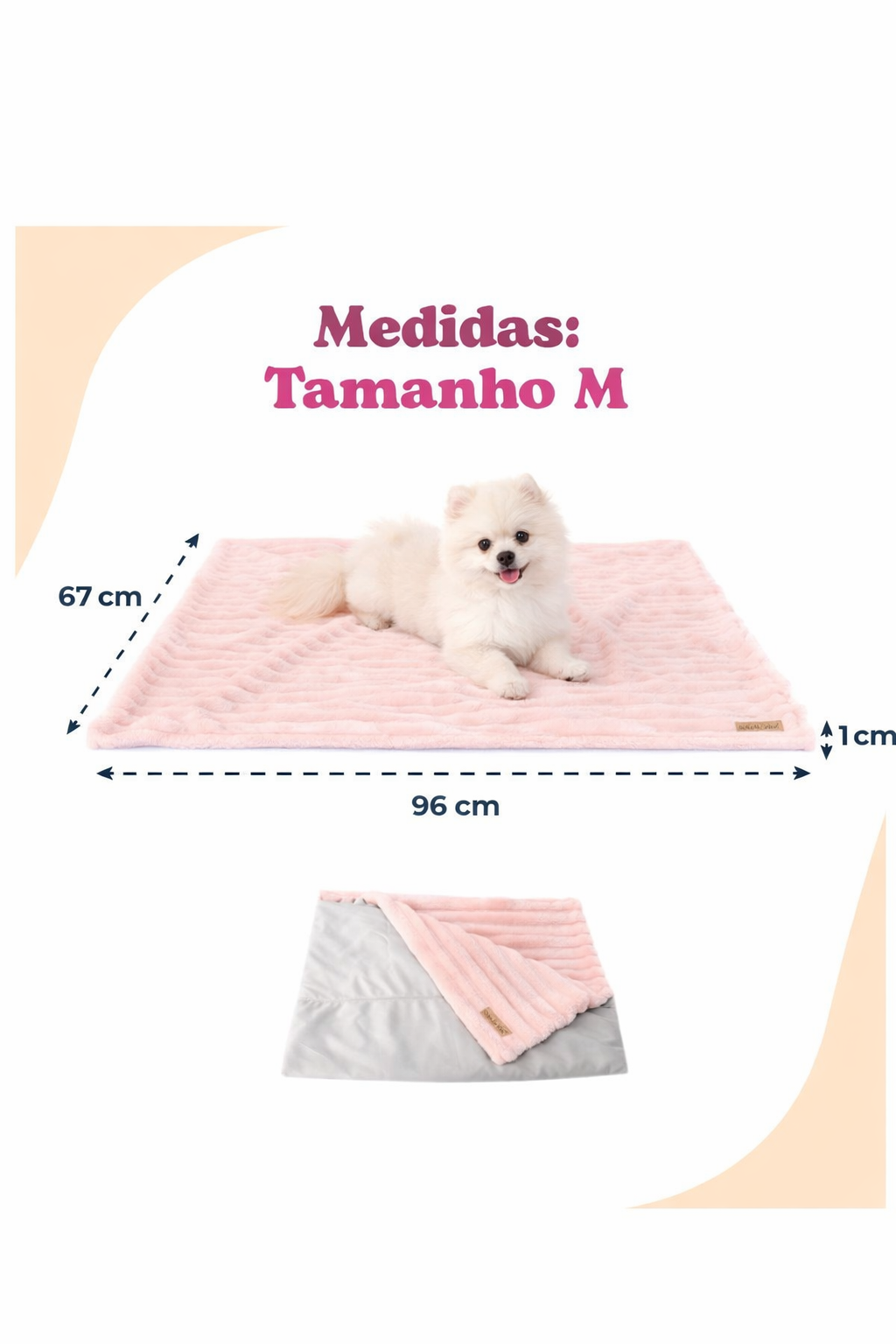 Manta Dupla Face para Cães e Gatos – Tamanho M - Cor Rosa / Cinza