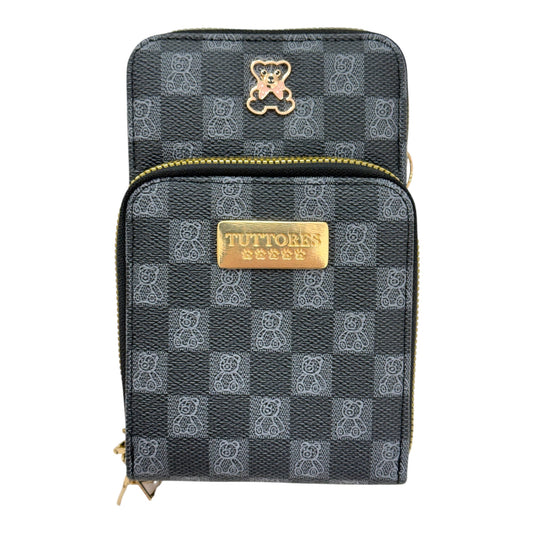 Mini Bolsa Multiuso e Porta Celular com Alça Transversal - Coleção Bear - Cor : Preta