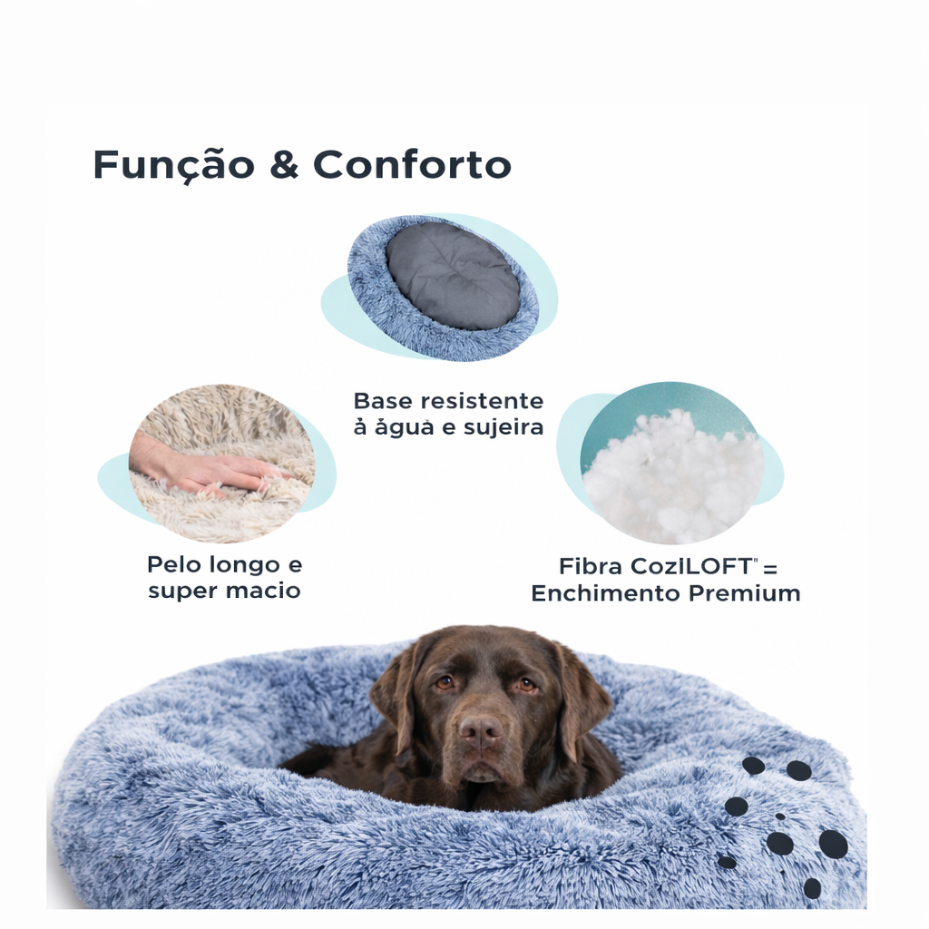 Cama Donut Felpuda -  Outward Hound - Tam G - Denim ( Azul Jeans )