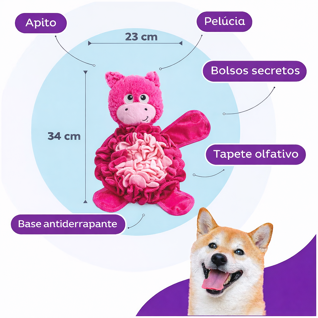 Brinquedo de Fuçar para Enriquecimento Ambiental - Snuffle Palz - Outward Hound- Pig